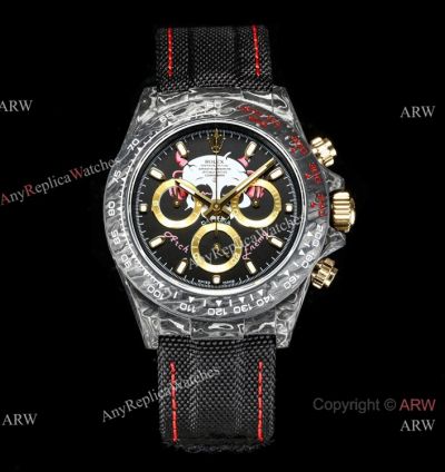 TW Super Clone Rolex DIW NTPT Carbon Daytona Watch 7750 Chronograph Gold Subdials